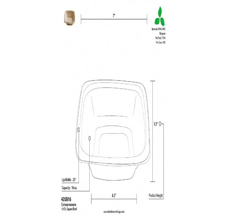 7" 16 OZ. PFAS FREE SQUARE BOWL (300/CS)