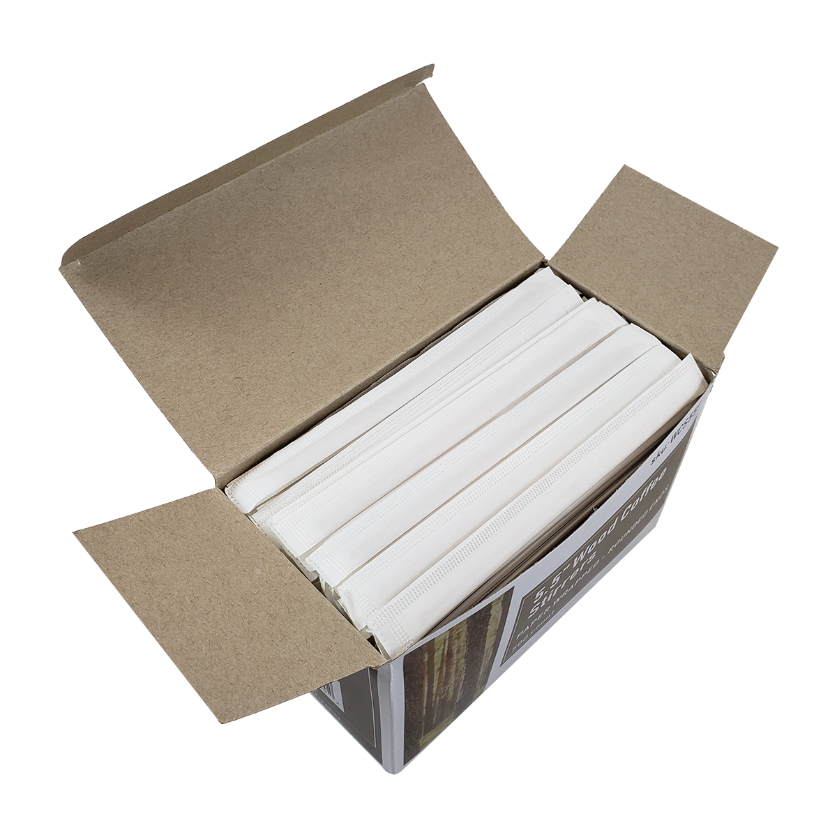 5.5" Wood Coffee Stirrers, Individually Paper Wrapped WCS55PW