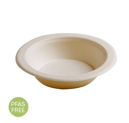 7" 16 oz Round Compostable Bowls — PFAS-Free Bagasse | 1000/Case