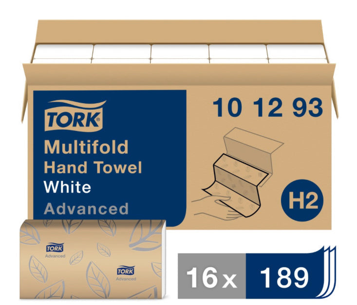 Tork Advanced H2 3-Panel Multifold Towel 2-Ply — Case of 3024 (101293)