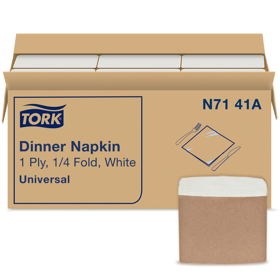 Tork Advanced Dinner Napkin 1/4 Fold 1-Ply White — Case of 4008 (N7141A)