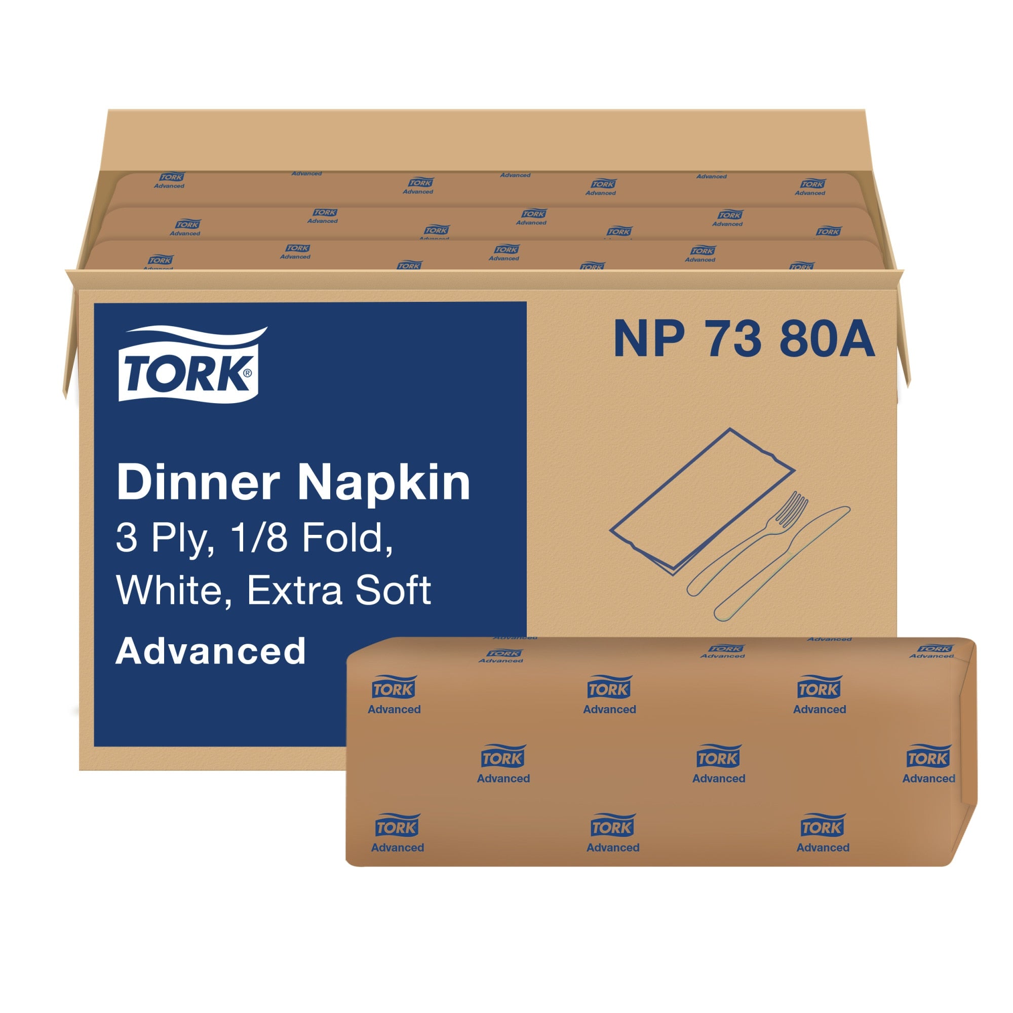 Tork Park Ave Ultra Dinner Napkin White 3-Ply 17X16.125 — Case of 1740 (NP7380A)