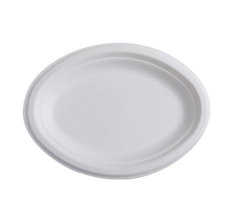 10" X 8" OVAL COMPOSTABLE PLATE -500/CS - Paper Supplies Plus