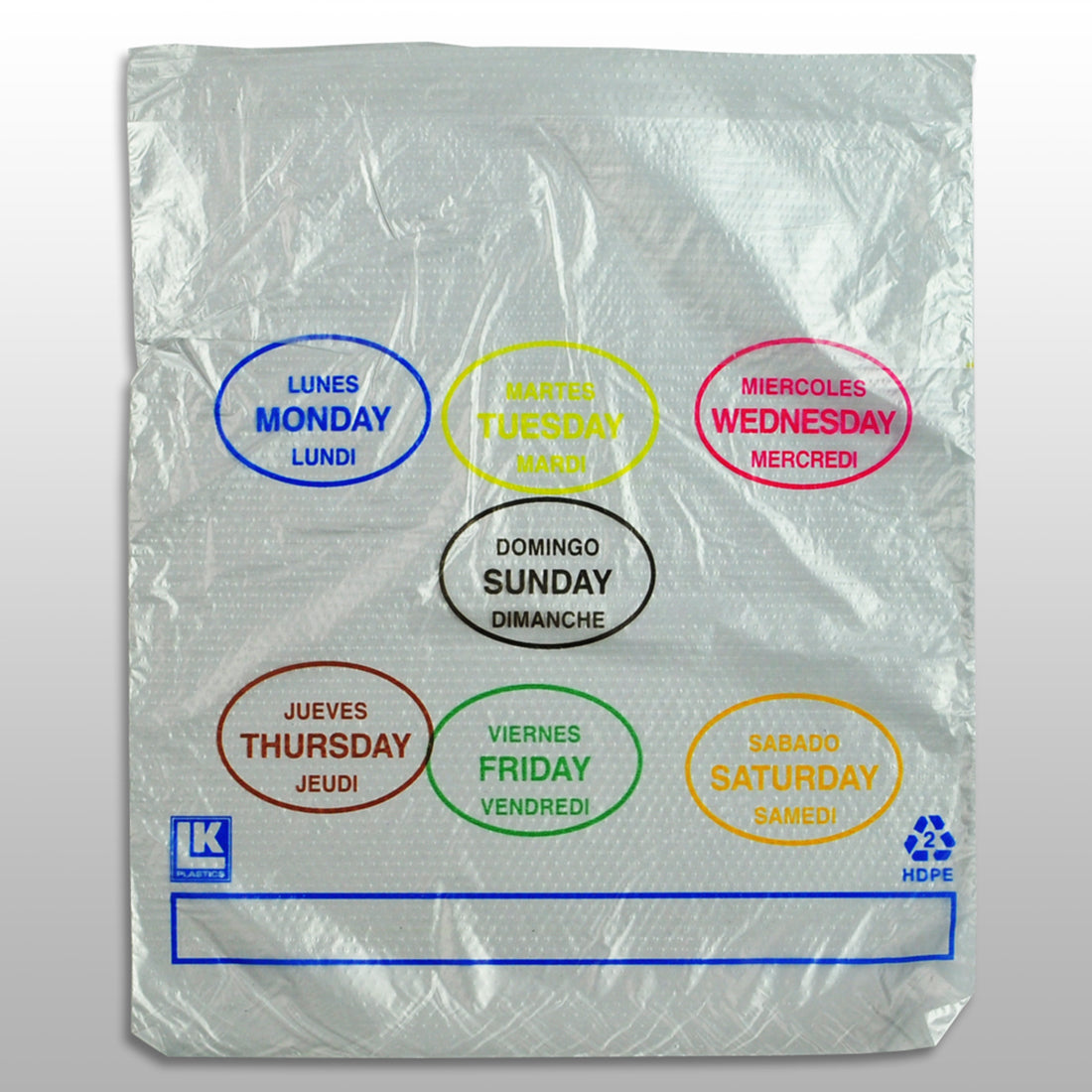 Portion Control Saddle Pack Printed All Days -7 colors- (6.5" x 7" + 1.75"LP + 1.75"FB 0.5 mil) 2000/CS