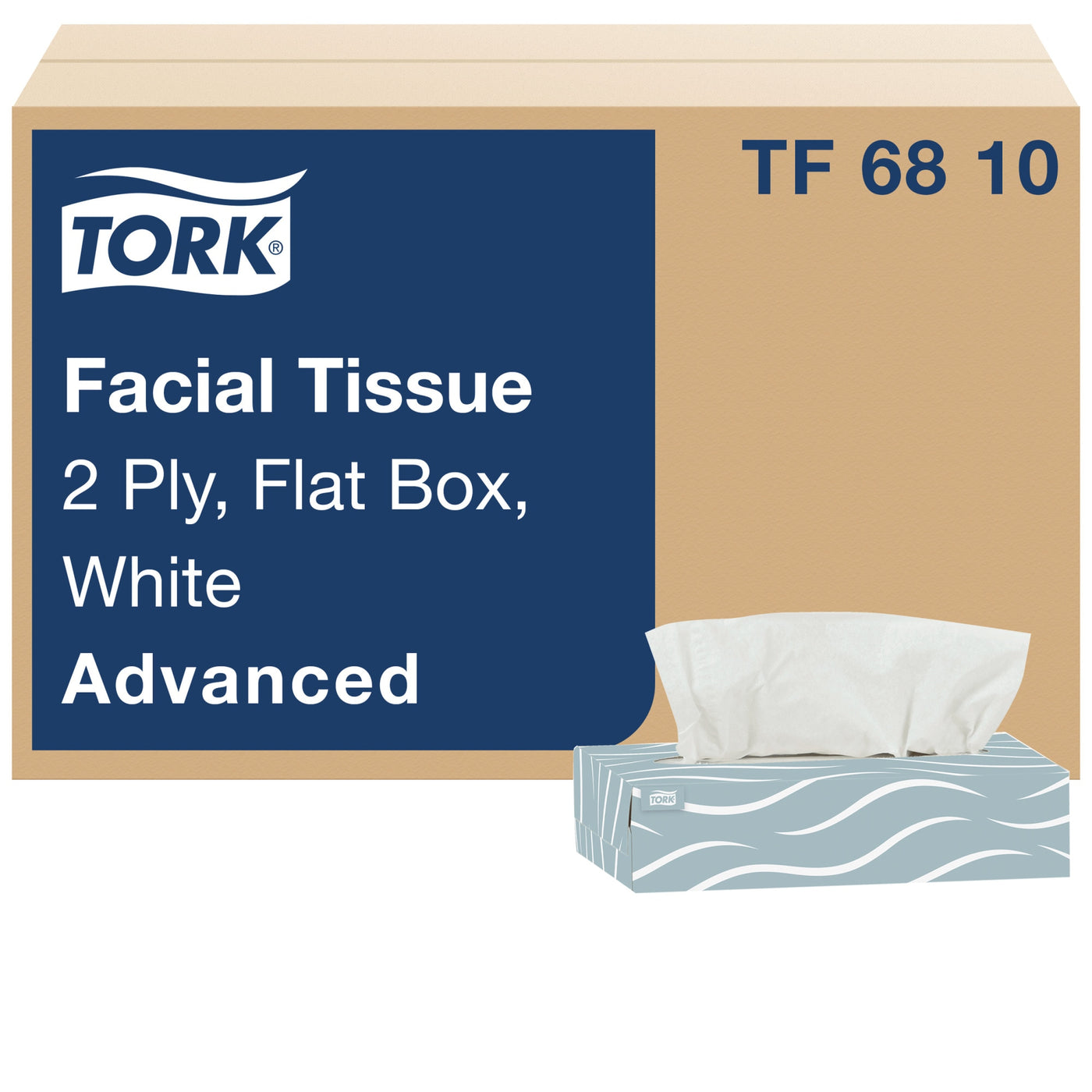 Tork Advanced Facial Tissue Flat Box 2-Ply 100/box — Case of 30 boxes (TF6810)