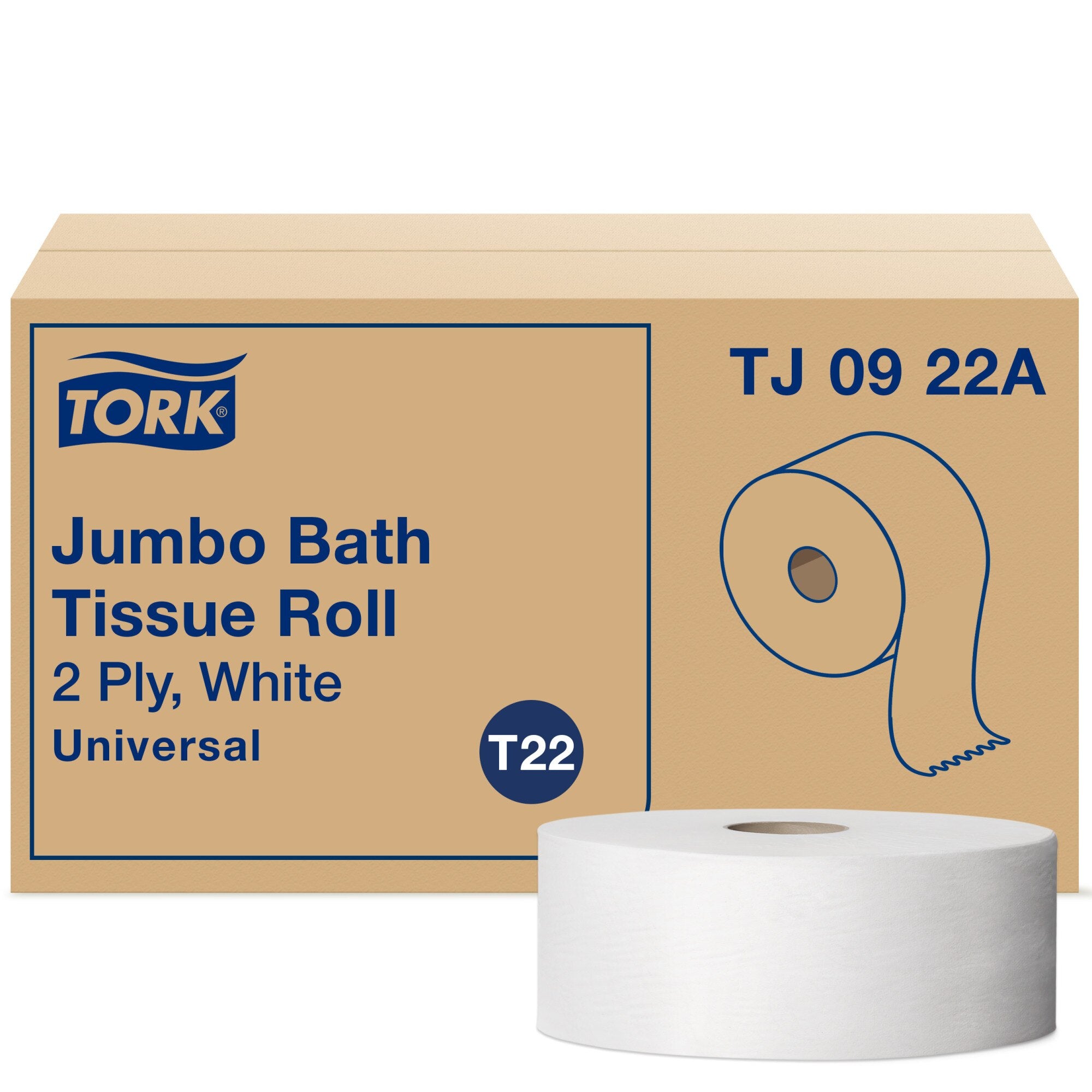 Tork 2-Ply 9" Junior JRT White 3.55X1000 Bath Tissue — Case of 12 (TJ0922A)