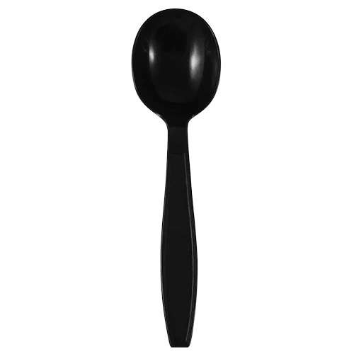 Plastic Extra Heavy Weight Black Soup Spoon - 1,000 Spoons Per Case