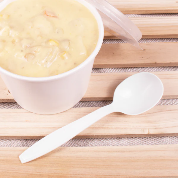 Heavy Weight White Plastic Soup Spoons — Disposable Cutlery | 1000/Case