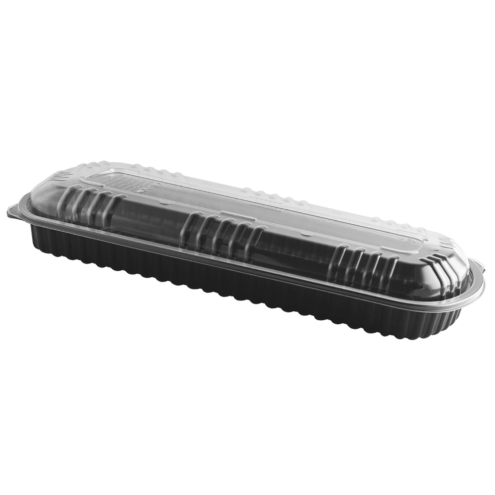 Anchor Packaging Microraves Polypropylene Full Slab Rib Food Container Black/Clear, 16.63" Length x 7" Width x 2.33" Depth | 100/Case