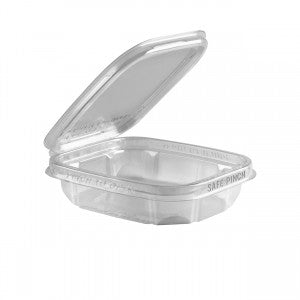 16 oz. Clear Shallow Hinged Lid Deli Container RPET Take Away Fast