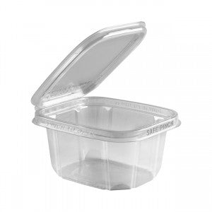 SAFE PINCH ® TAMPER-EVIDENT 16 OZ. 6″ X 5″ CLEAR HINGED CONTAINER (200/CS)
