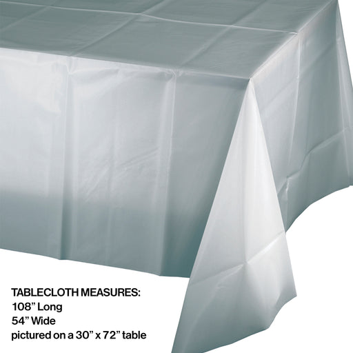 Creative Converting 54 X 108 Shimmering Silver Rectangular Disposable Plastic Table Cover - 12/Case