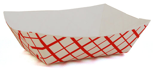 1LB Red Check Food Trays (1000 Trays Per Case)