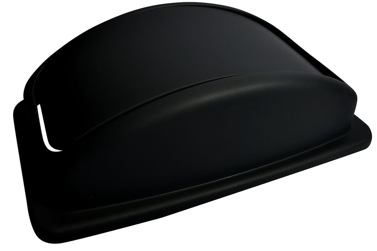 Black Rectangular Garbage Can Lid with Drop In Swing Top - Paper Supplies Plus