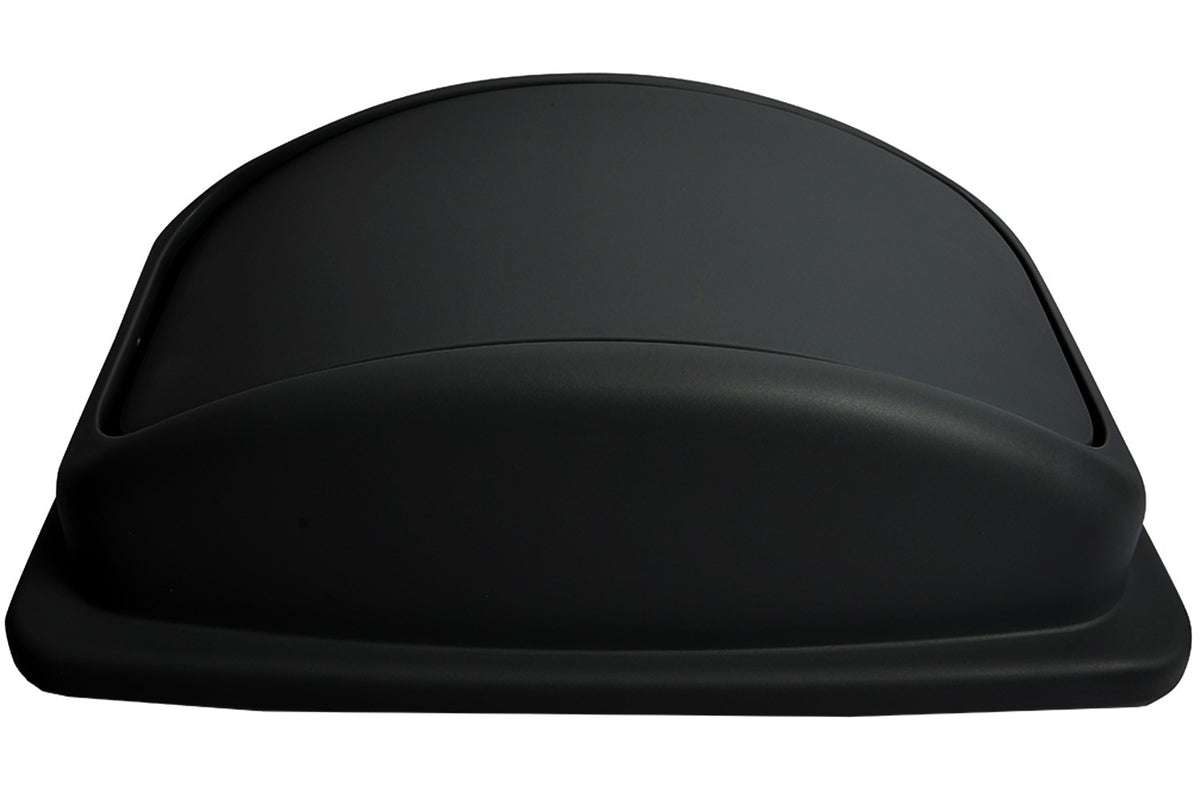 Black Rectangular Garbage Can Lid with Drop In Swing Top - Paper Supplies Plus