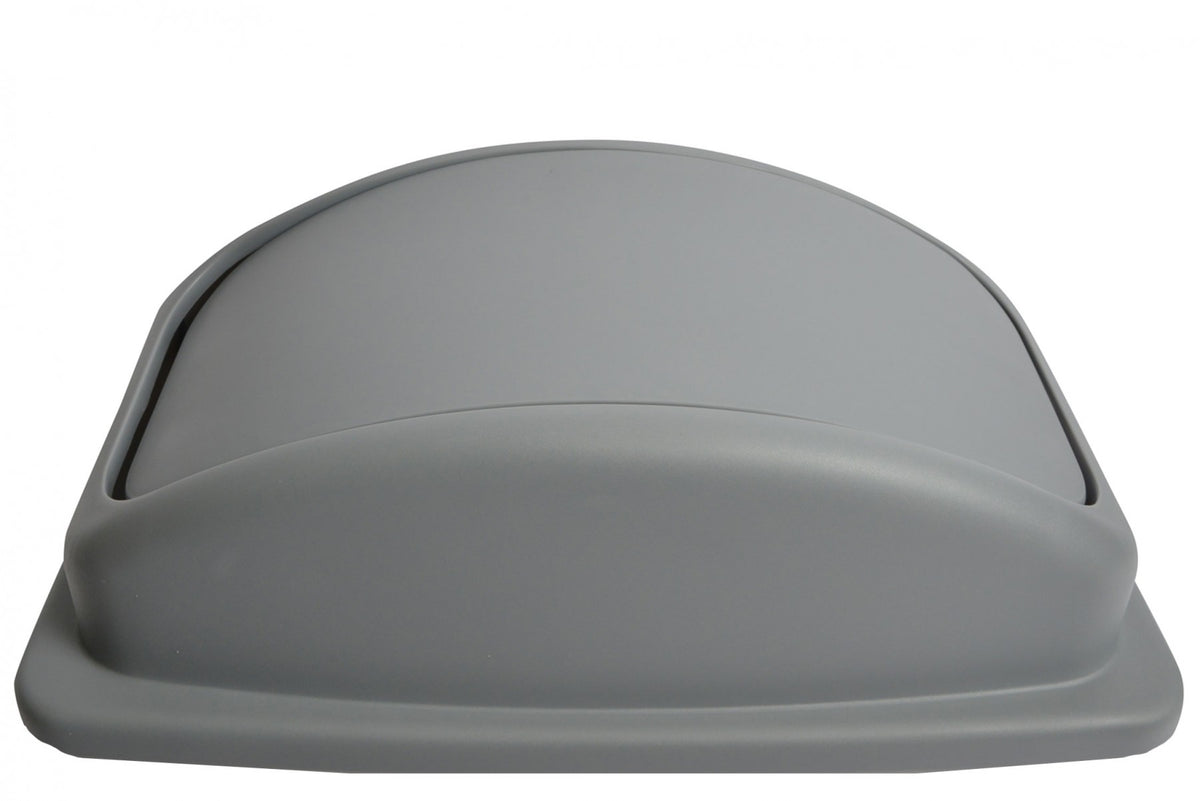 Grey Rectangular Garbage Can Lid with Drop In Swing Top - Paper Supplies Plus