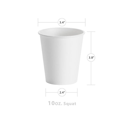 White 10oz Squat Paper Hot Cup (1000/CS) - Paper Supplies Plus