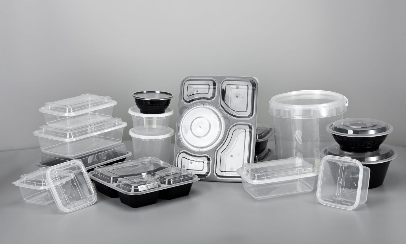 Sunrise Brands SR-08B - 8 oz. Microwaveable Round Bowl and Lid Combo, Black Base/Clear Lid, 240 ct.