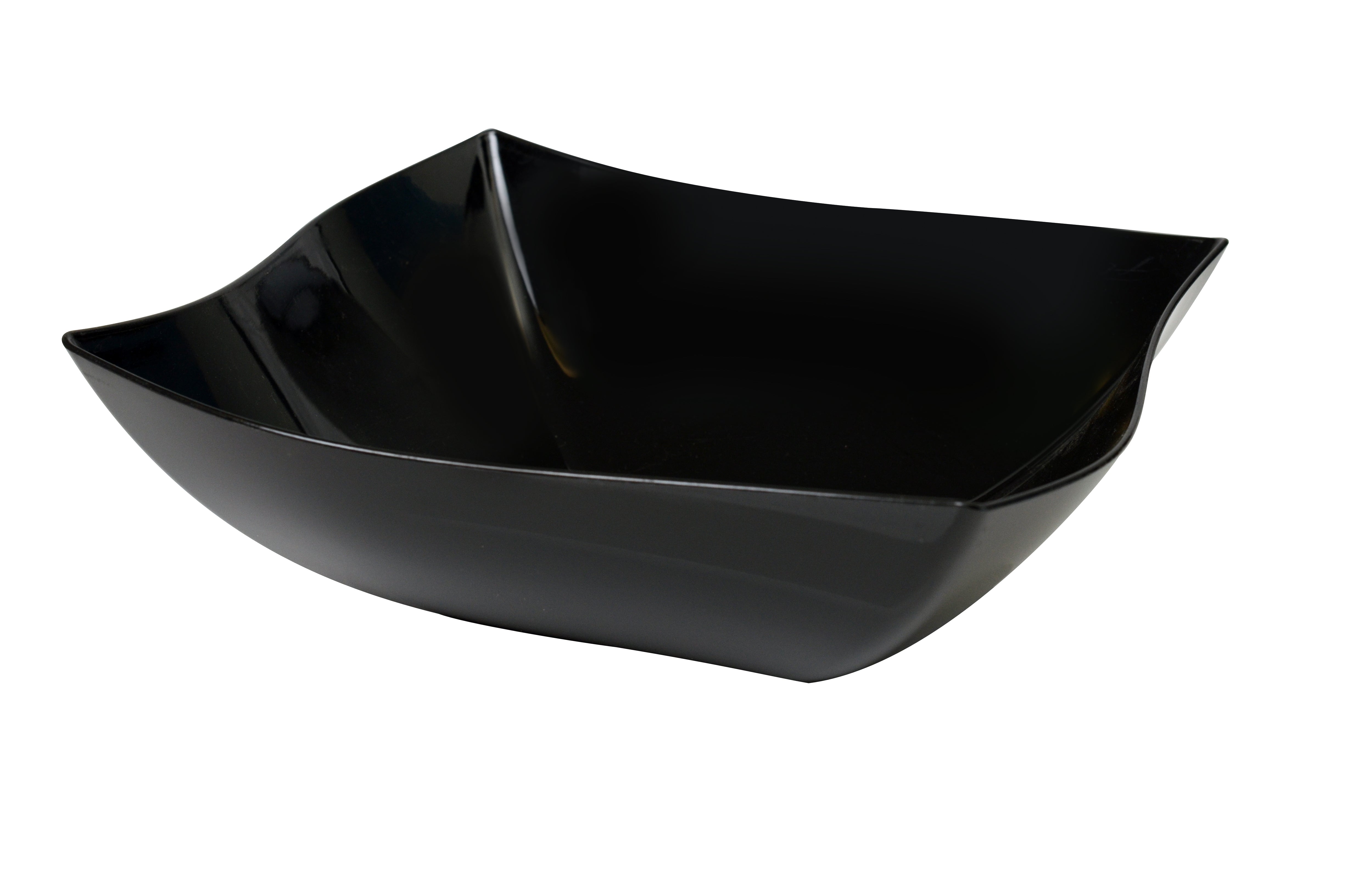 128 oz. Wave-trend Square Serving Bowl- 25/CS (Black, White, Clear & Bone) - Paper Supplies Plus