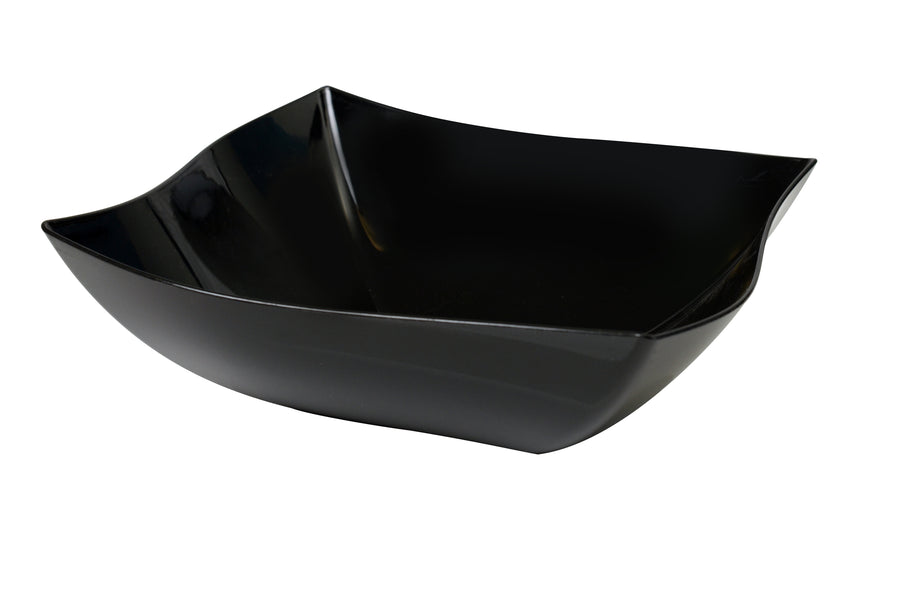 128 oz. Wave-trend Square Serving Bowl- 25/CS (Black, White, Clear & Bone) - Paper Supplies Plus