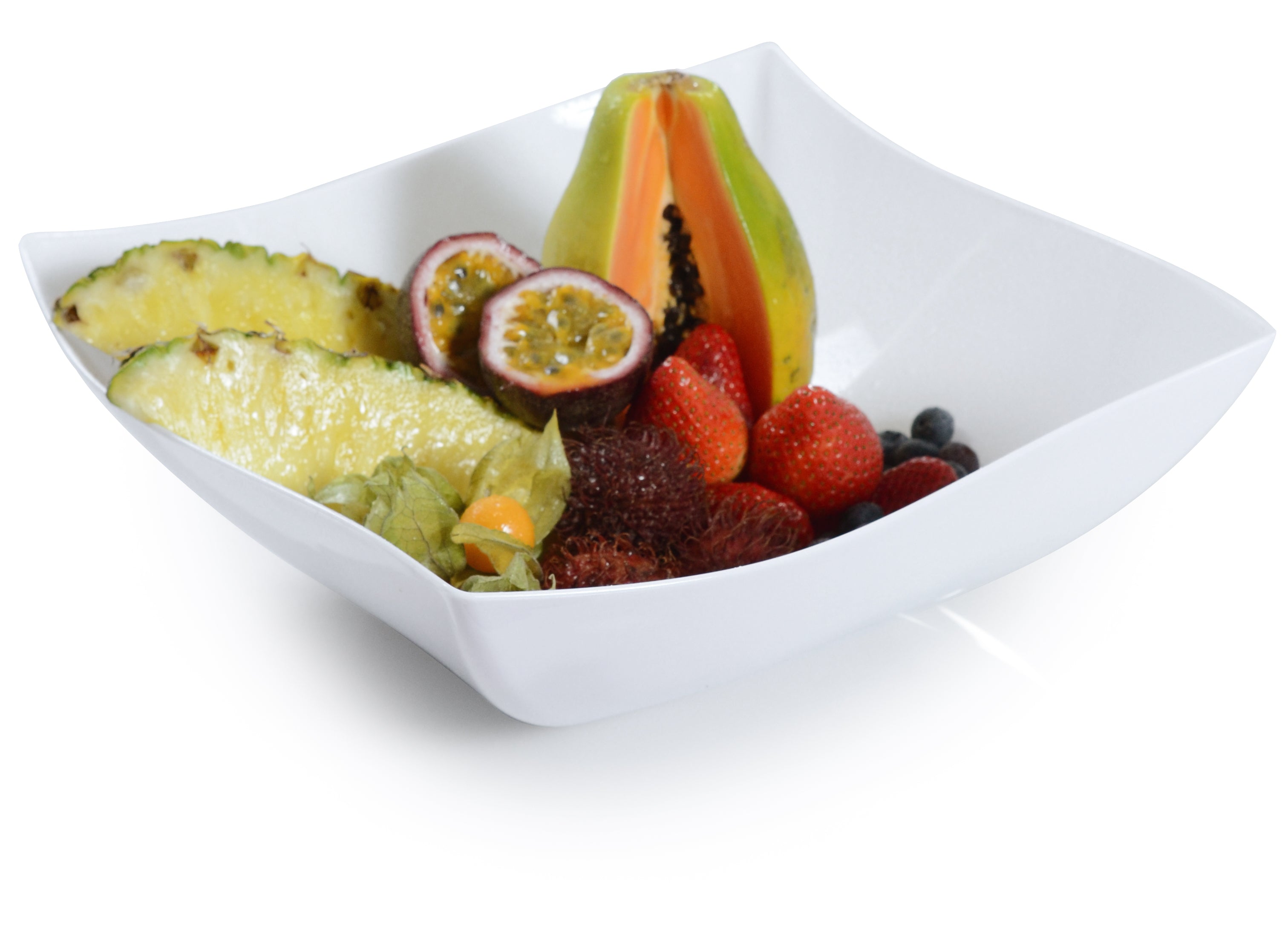 128 oz. Wave-trend Square Serving Bowl- 25/CS (Black, White, Clear & Bone) - Paper Supplies Plus