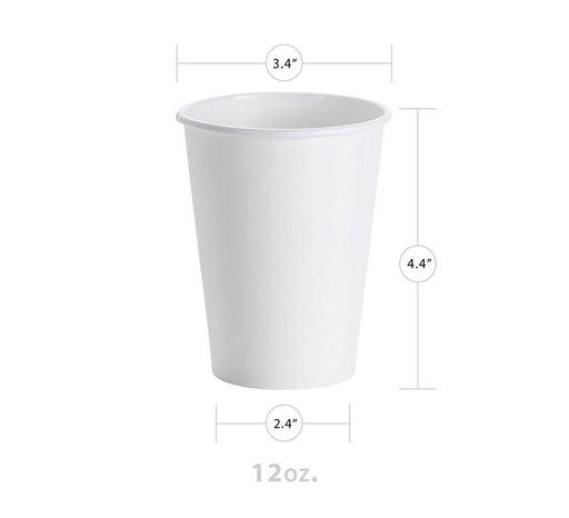 White 12oz Paper Hot Cup (1000/CS) - Paper Supplies Plus