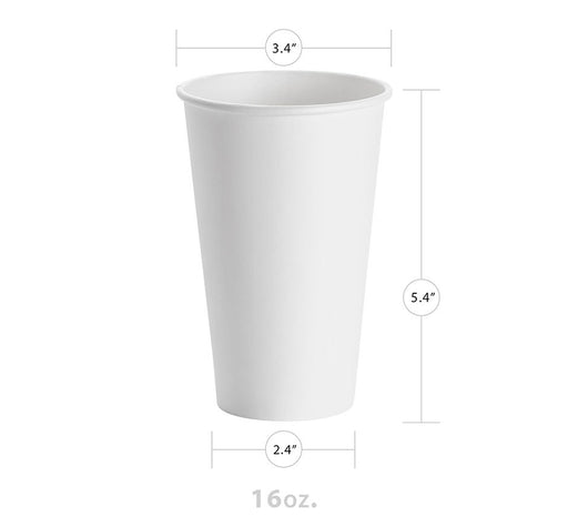 White 16oz Paper Hot Cup (1000/CS) - Paper Supplies Plus