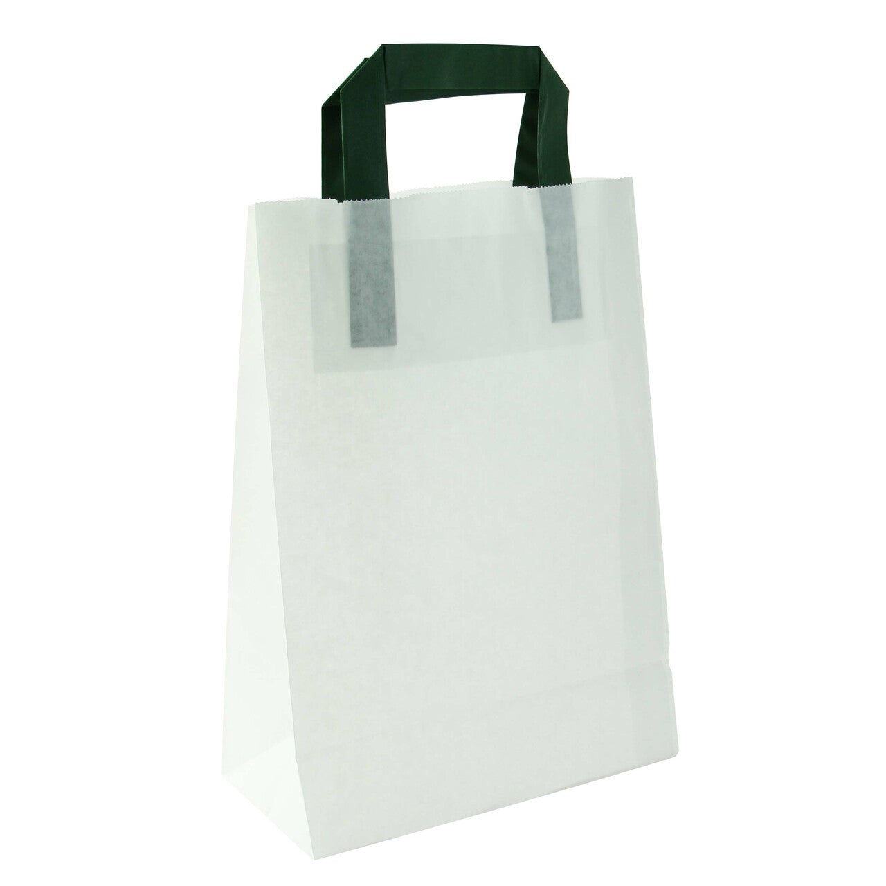 Recycled Paper Carrier Bag With Green Handles - W:7.9 X Gusset:4 X H:11in 250 Pcs/Cs
