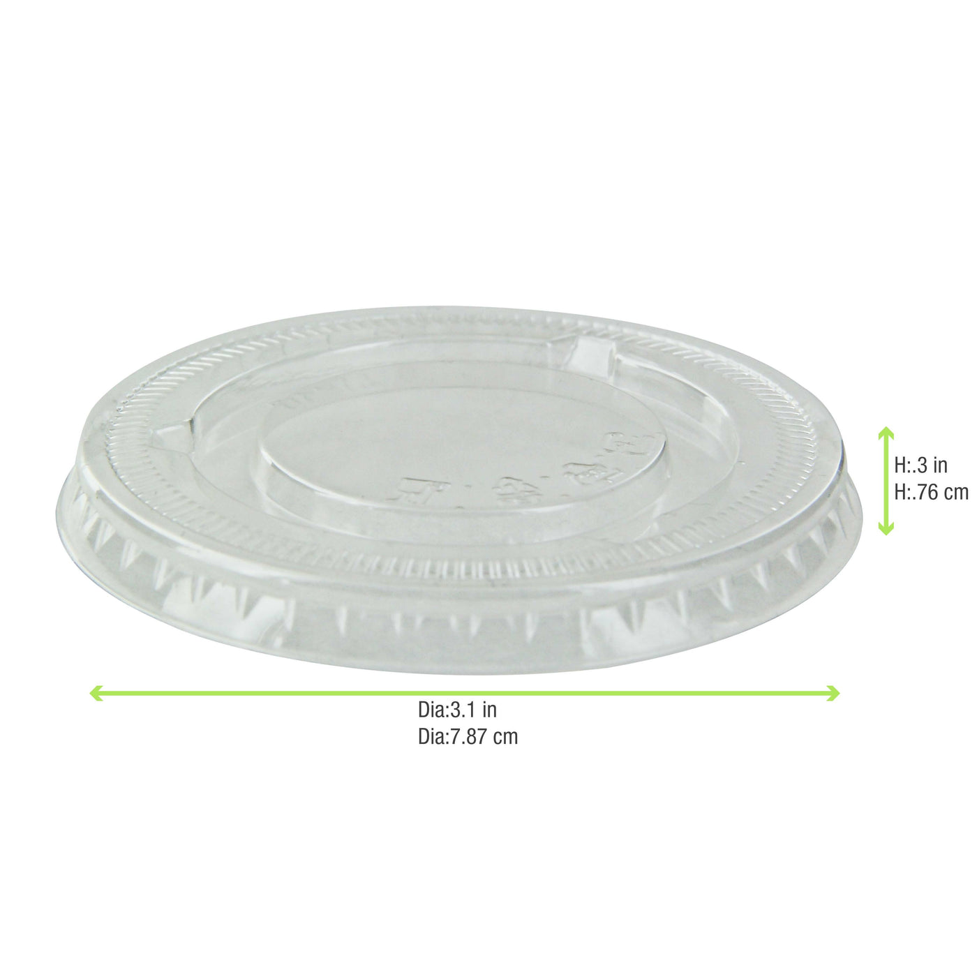 Clear PET Flat Lid For 210POC81N & 210POB80 & 210POC121N & 210POB121 - Dia:3.1in H:.3in 2500 Pcs/Cs