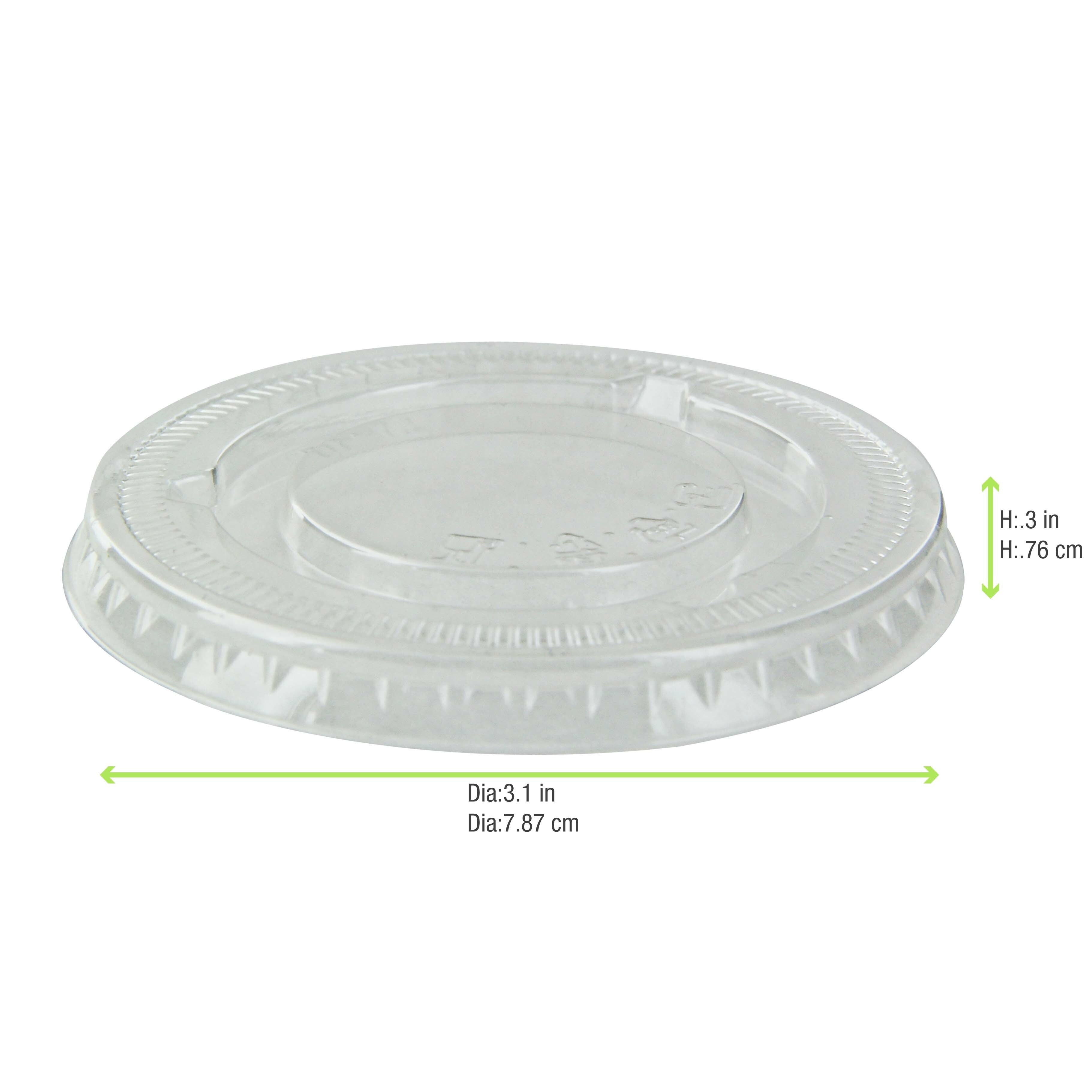 Clear PET Flat Lid For 210POC81N & 210POB80 & 210POC121N & 210POB121 - Dia:3.1in H:.3in 2500 Pcs/Cs
