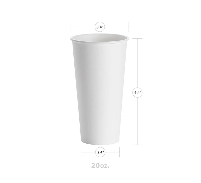 White 20oz Paper Hot Cup (500/CS) - Paper Supplies Plus