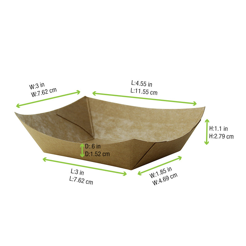 Multi Use Kraft Paper Boat -3oz L:4.55 X W:3 X H:.6in 1000 Pcs/Cs