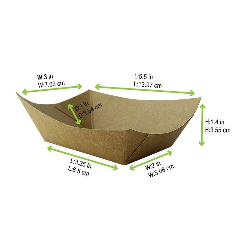 Multi Use Kraft Paper Boat -7oz L:5.5 X W:3 X H:1in 1000 Pcs/Cs
