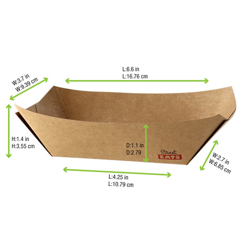 Multi Use Kraft Paper Boat -13oz L:6.6 X W:3.7 X H:1.1in 1000 Pcs/Cs