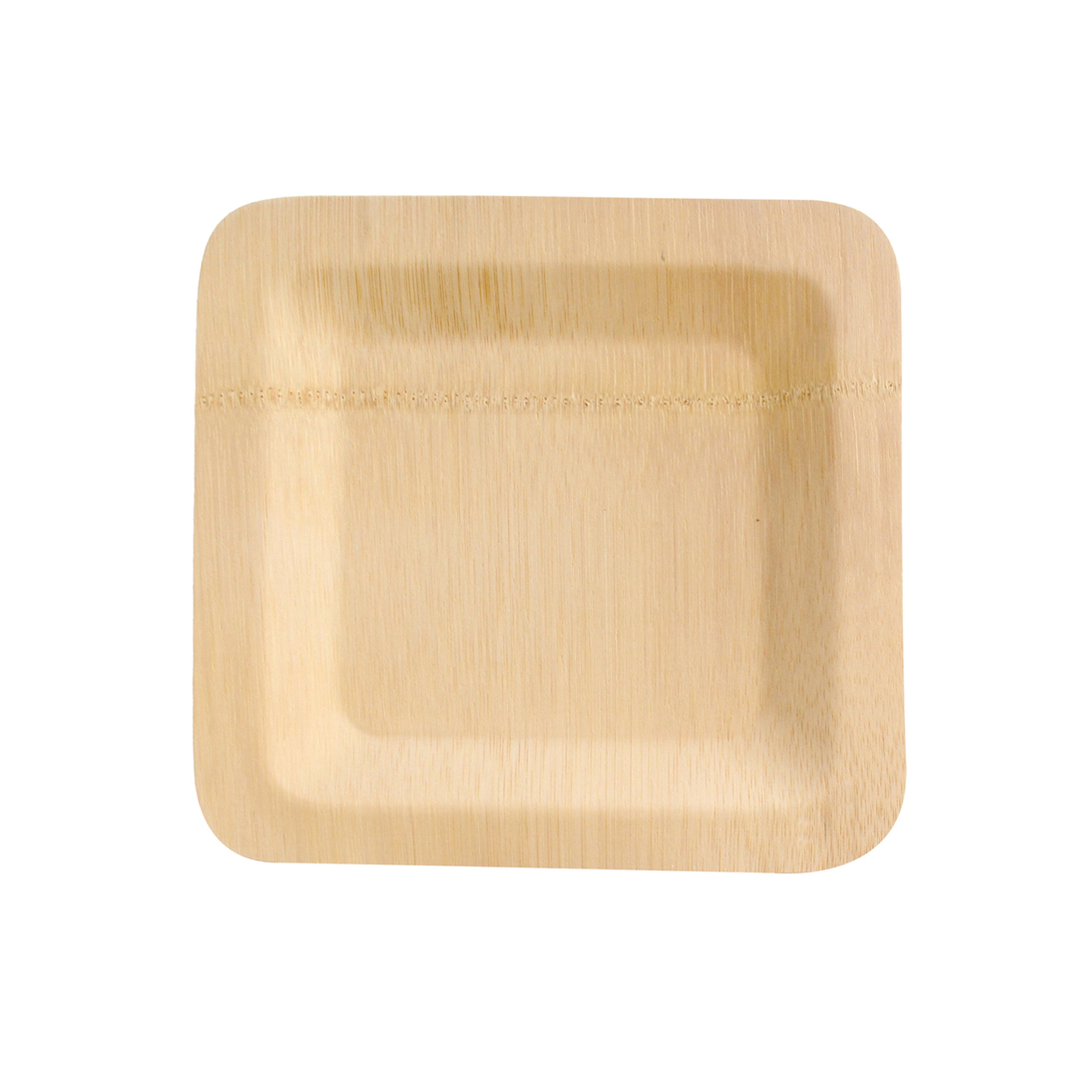 7 Inch Bamboo Veneer Square Plate ( L:7 X W:7) 50 Pcs/Cs