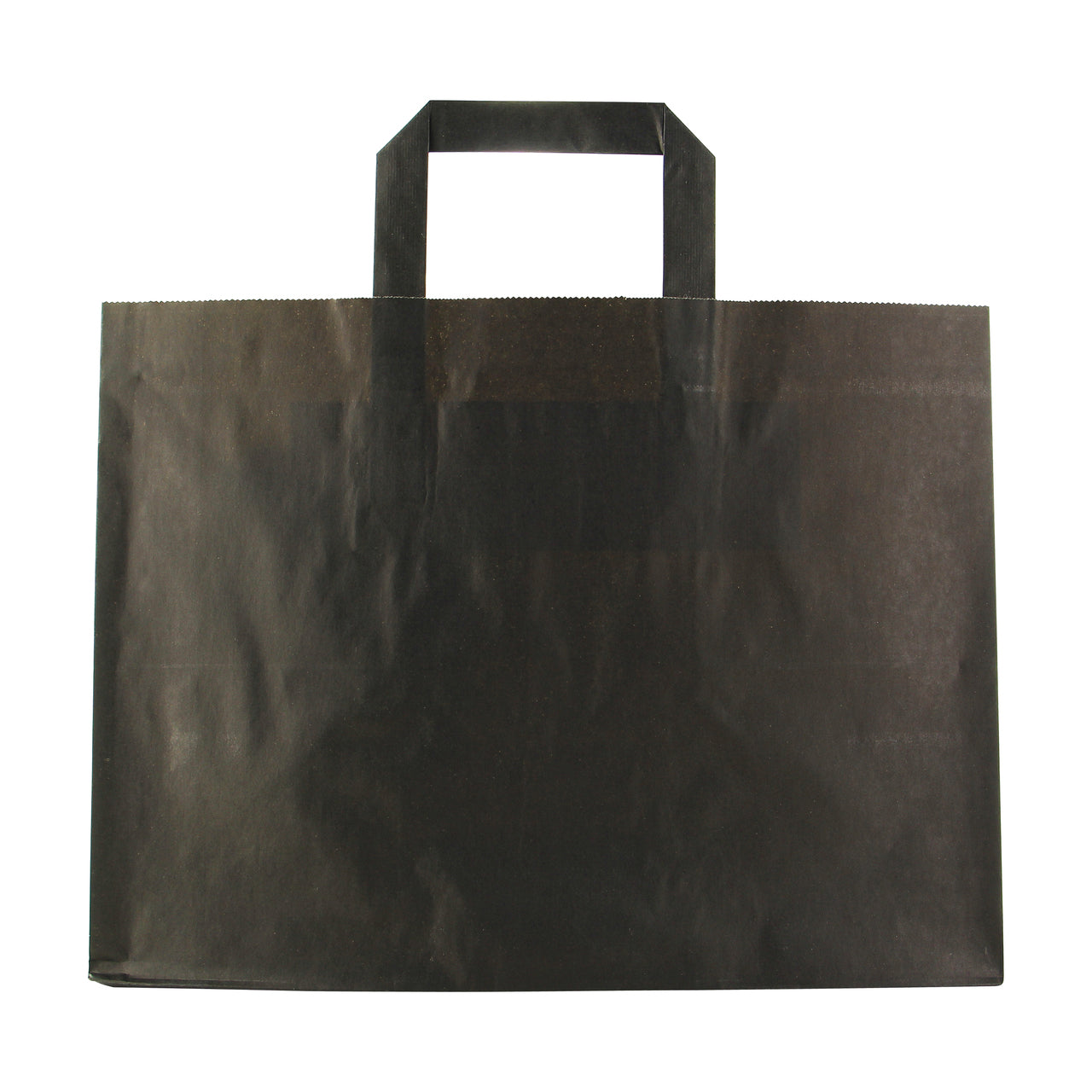 Large & Wide Paper Bag With Handle - W:8.7 X Gusset:12.5 X H:9.65in 250 Pcs/Cs (Black, White, or Kraft)