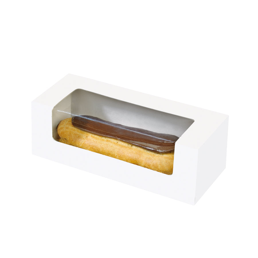 PACKNWOOD 210CCLAIR - Rectangle Paper To Go Box - Windowed Box for Sandwich, Eclair, Macaron, & Hotdog - Recyclable Takeout Container Boxes - (Case of 250) (5.9" x 2.4" x 2’’)