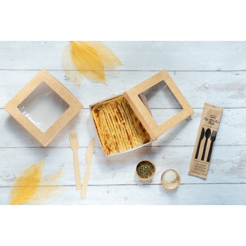 Kray Boxes With Pet Window Lid -14oz L:4 X W:3.95 X H:1.55in 250 Pcs/Cs (White or Kraft)