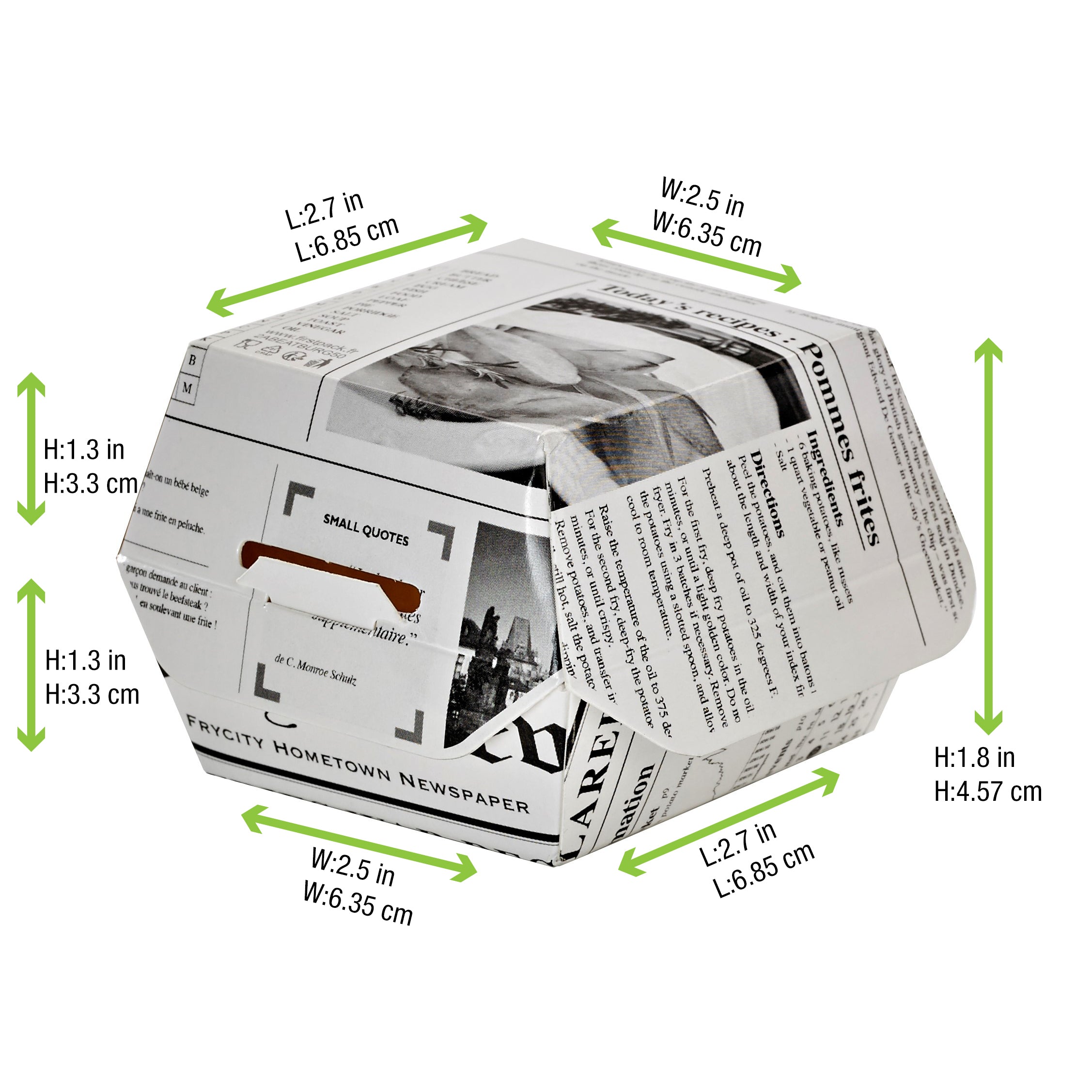 Newspaper Print Mini Slider Box -2oz L:2.8 X W:2.8 X H:2 In 500 Pcs/Cs