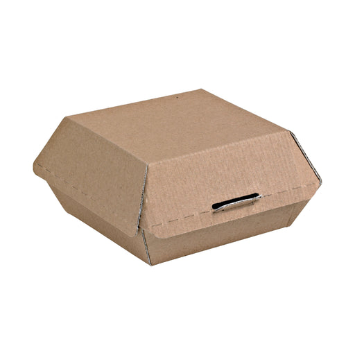 Kraft Corrugated Hamburger Clamshell Take Out Box - L:5.3 X W:4.9 X H:2.6 In. 500 Pcs/Cs