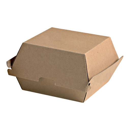 Kraft Corrugated Hamburger Clamshell Take Out Box - L:5.7 X W:5 X H:3.25in 500 Pcs/Cs