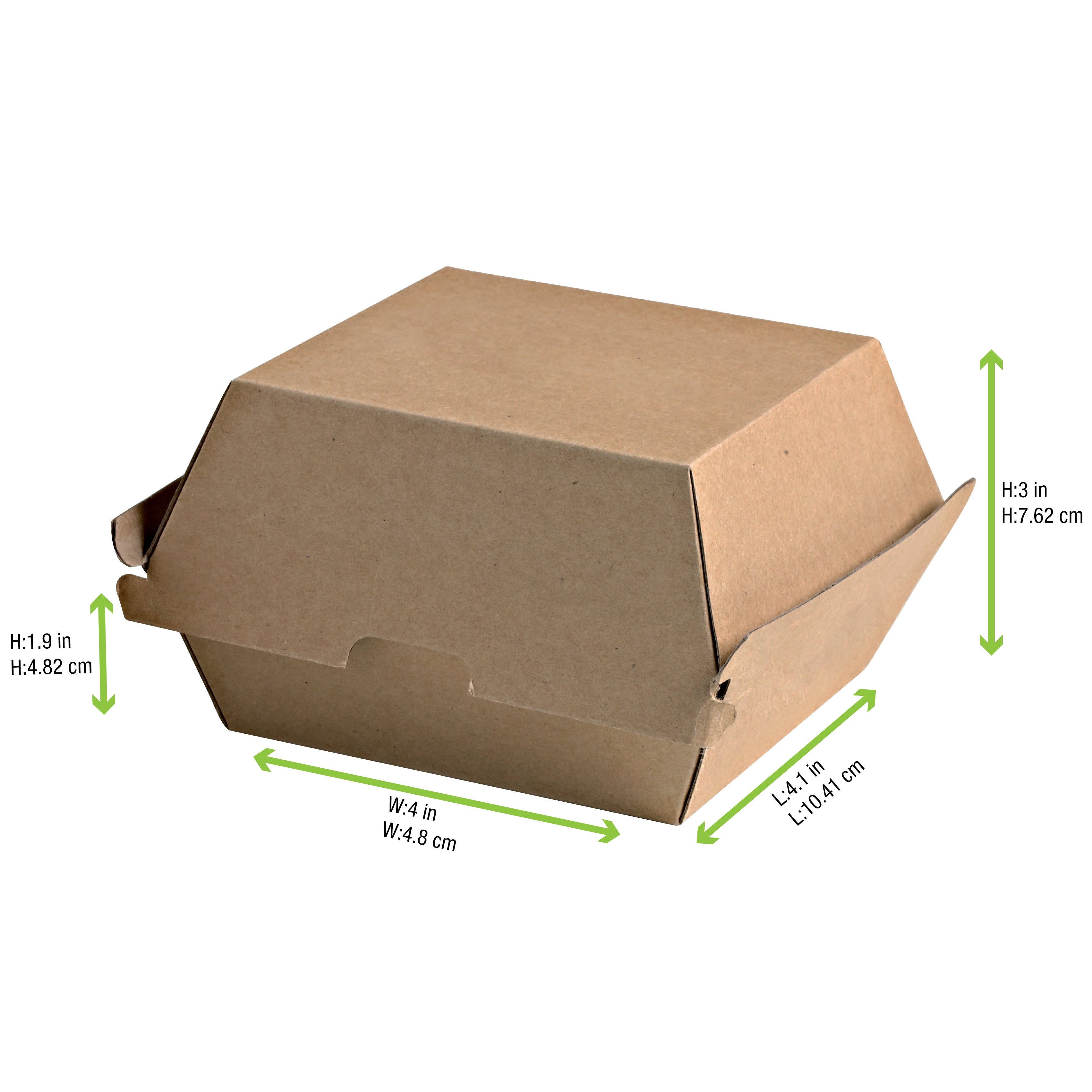 Kraft Corrugated Hamburger Clamshell Take Out Box - L:5.7 X W:5 X H:3.25in 500 Pcs/Cs