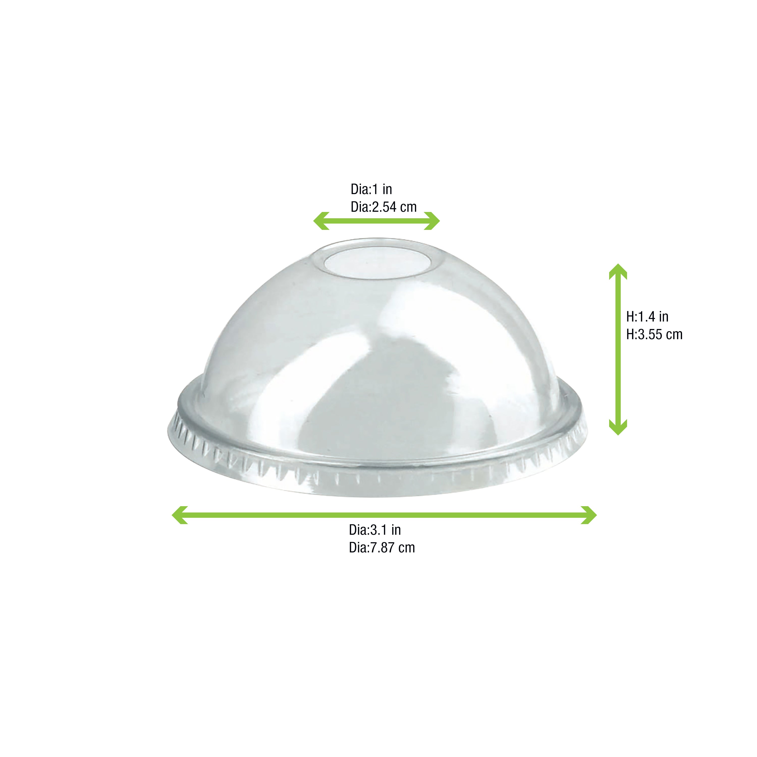 Clear PET Dome Lid For 210POC81N & 210POB80 & 210POC121N & 210POB121 - Dia:3.1in H:1.4in 1000 Pcs/Cs