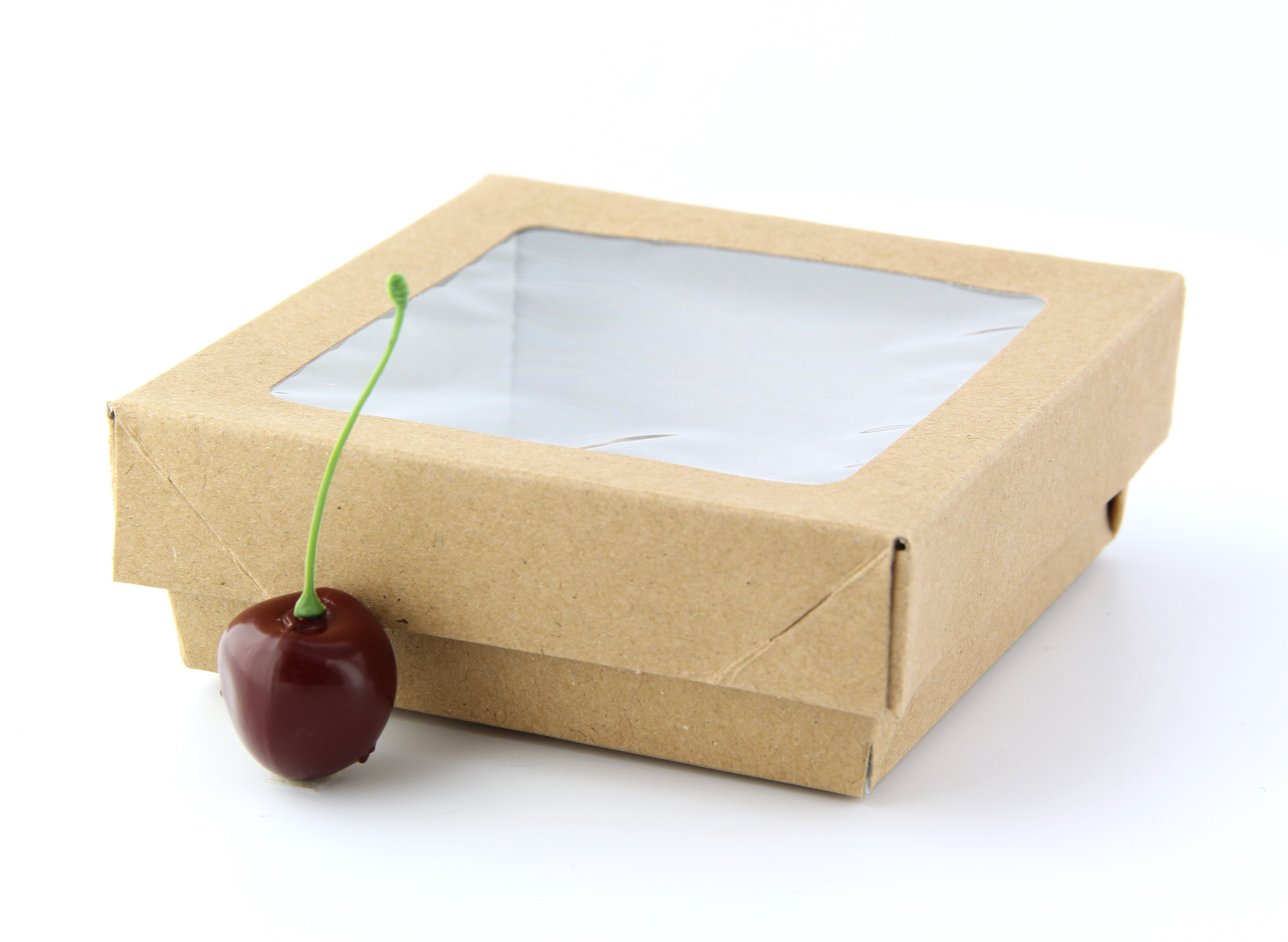 Kray Boxes With Pet Window Lid -14oz L:4 X W:3.95 X H:1.55in 250 Pcs/Cs (White or Kraft)