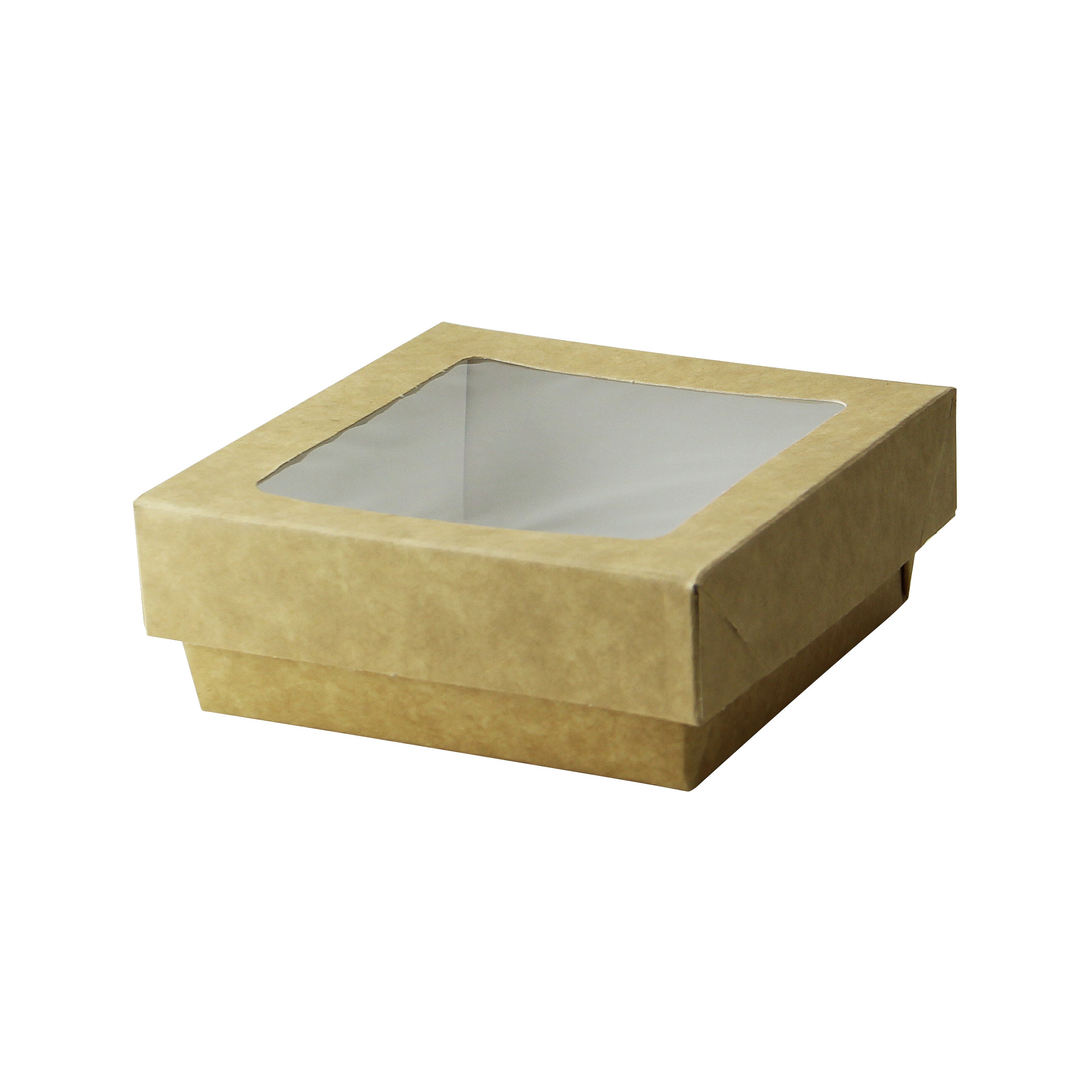 Kray Boxes With Pet Window Lid -14oz L:4 X W:3.95 X H:1.55in 250 Pcs/Cs (White or Kraft)