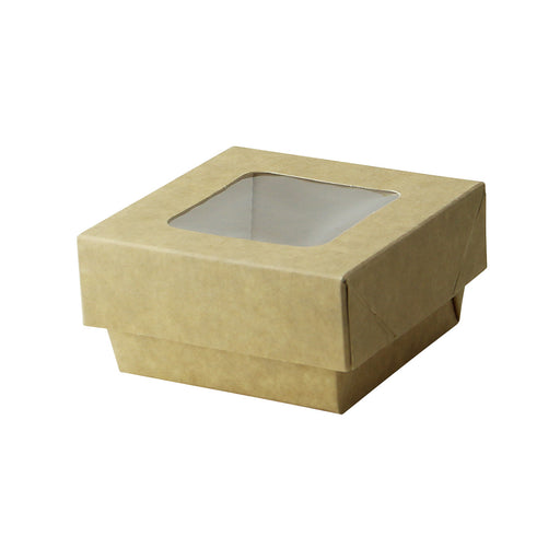 Kray Boxes With Pet Window Lid -8.5oz L:2.8 X W:2.8 X H:1.6in 250 Pcs/Cs (Avail. Kraft or White)