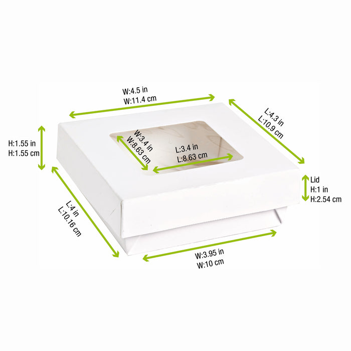 Kray Boxes With Pet Window Lid -14oz L:4 X W:3.95 X H:1.55in 250 Pcs/Cs (White or Kraft)