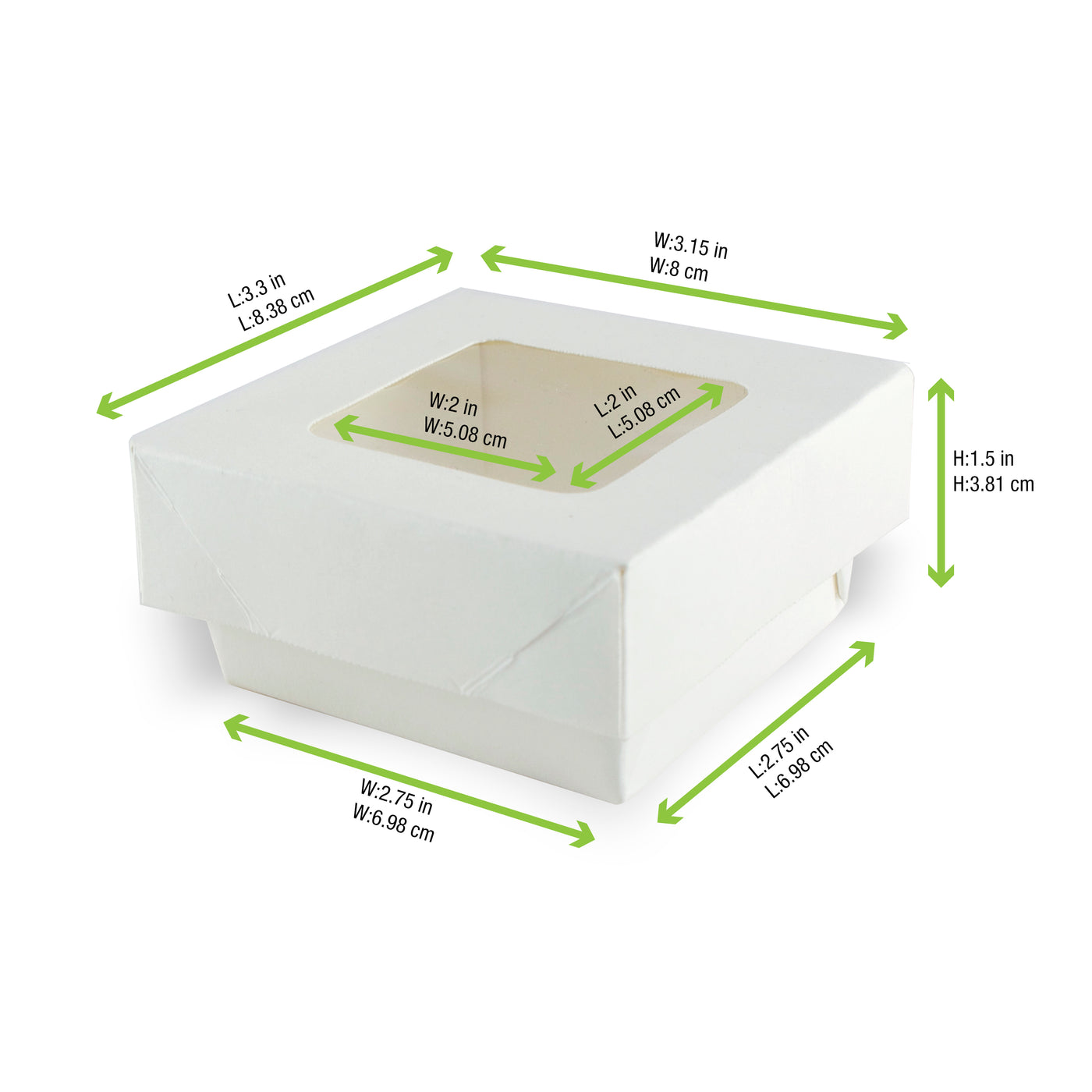 Kray Boxes With Pet Window Lid -8.5oz L:2.8 X W:2.8 X H:1.6in 250 Pcs/Cs (Avail. Kraft or White)