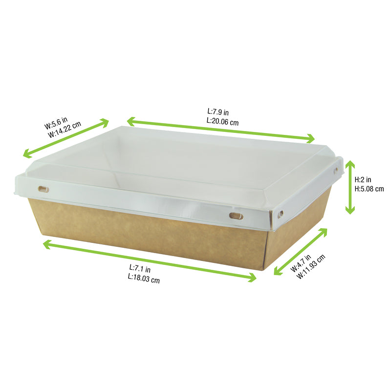 Laminated Kraft Box With Clear PET Lid - 32oz 7.9 X 5.5 X 2in 100 Pcs/Cs