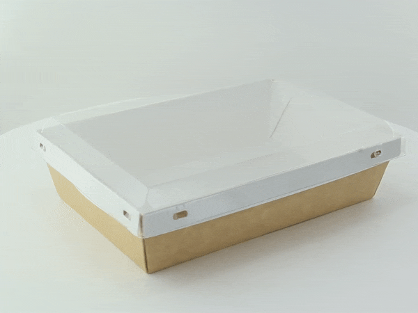 Laminated Kraft Box With Clear PET Lid - 32oz 7.9 X 5.5 X 2in 100 Pcs/Cs